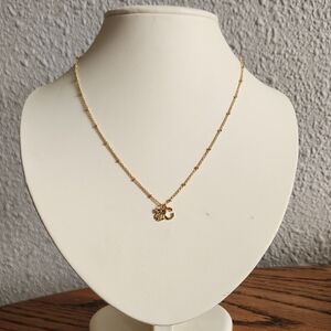 Francesca's Collections Goldtone Ribbon And "C" Charms Necklace